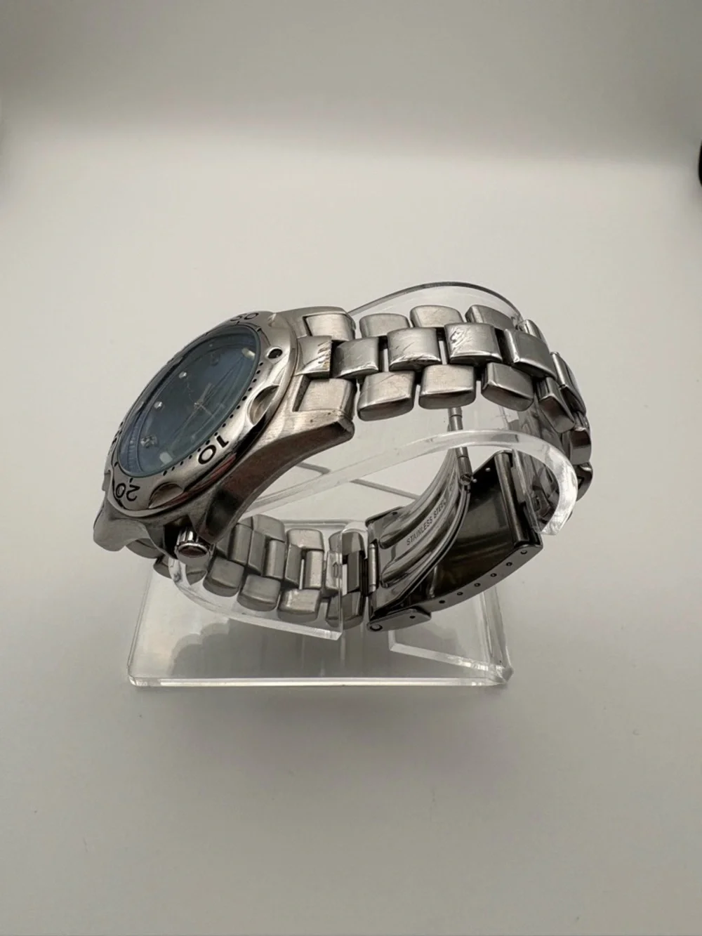 Armitron Stainless Steel Wristwatch Light Blue Day Date‎ Dial